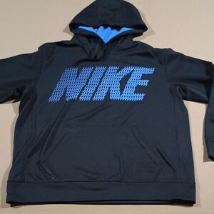 Nike Men's Hoodie in Black with Blue Logo